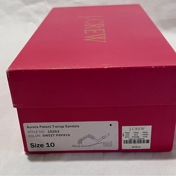 J. Crew Aurora Patent T-strap Sandals Size 10 Sweet Papaya (Orange) - Picture 14 of 14